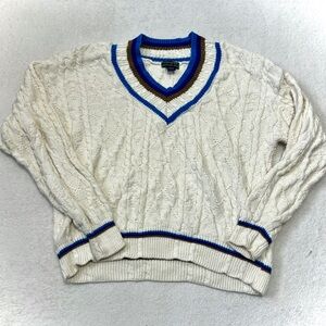 Colours by Alexander Julian Vintage Cable Neck V-Neck Sweater - XL